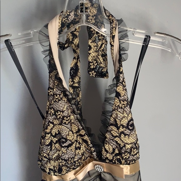 NWT! Black And Cream Evening  Dress - Picture 3 of 6